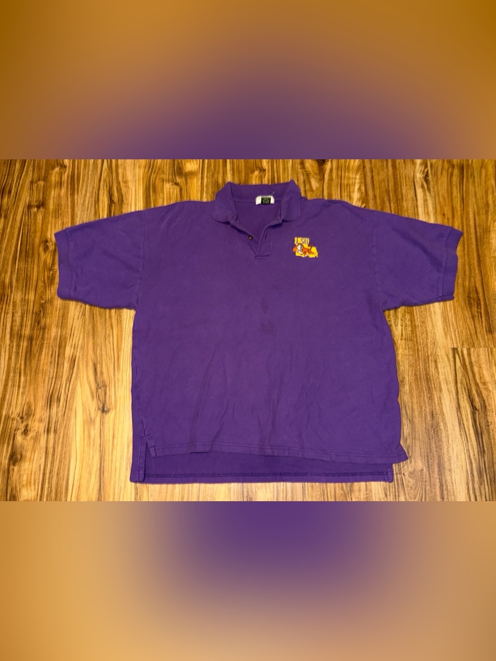 Carriage’s men polo xl Purple Short Sleeve Embroidered LSU tigers football VTG